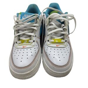 Nike Air Force 1 Low‎ White Blue Lime Kids Sneakers FJ4614-100 Size 3.5Y